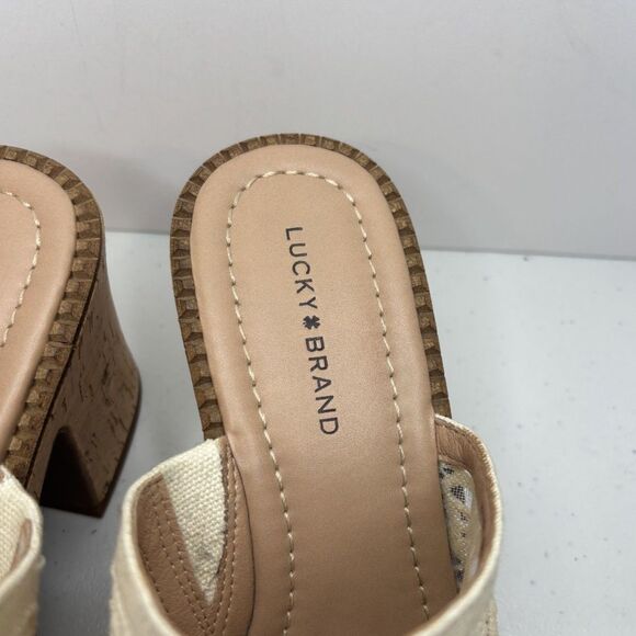 Lucky Brand Women's Talvy Macrame Platform Sandals Slides Cork Lace Womens - Picture 6 of 9